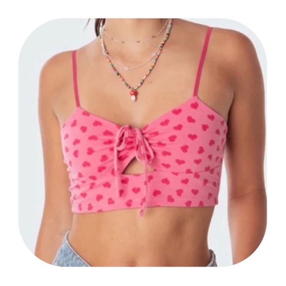 Edikted Tops - EDIKTED Heart Crop Adjustable Strap Top Women’s Small NWT NEW